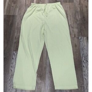 Simple Pleasures Women Neon Yellow Green Drawstring Pajama Pants Bottoms Size 1X